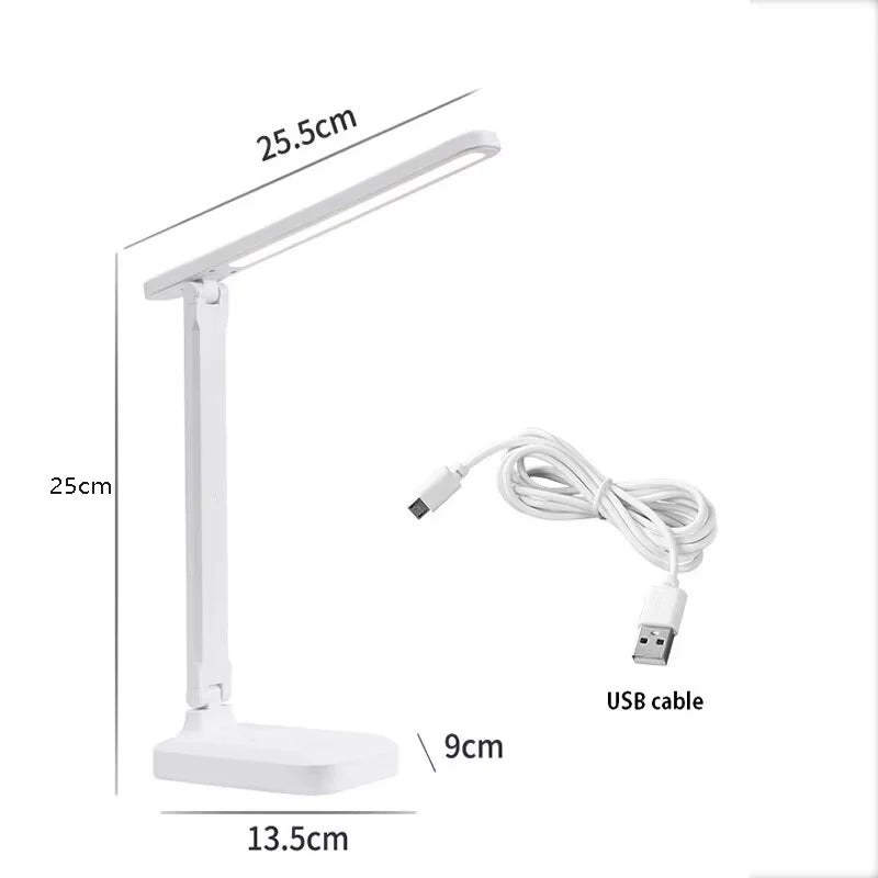 LED Touch Switch White Folding Desk Lamp Bedroom Bedside Study Reading