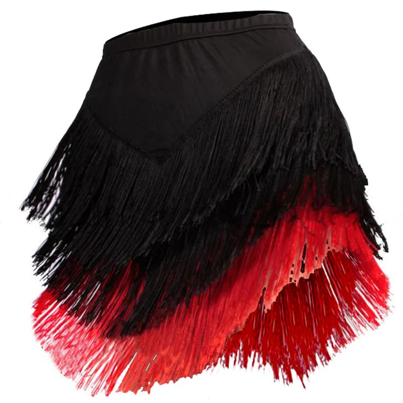 Irregular short fringe skirt black latin dress women latin dance