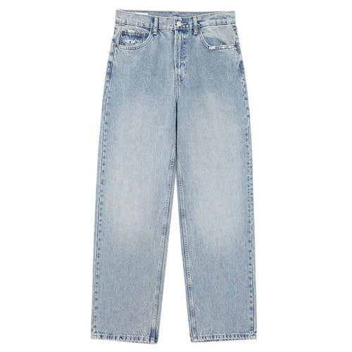 TRAFZA Jeans For Women 2024 Denim Solid Loose Zipper Fly Female Hole