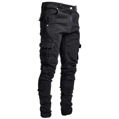 New Men's High Street Slim Fit Stretch Jeans Fashion Multi Pocket