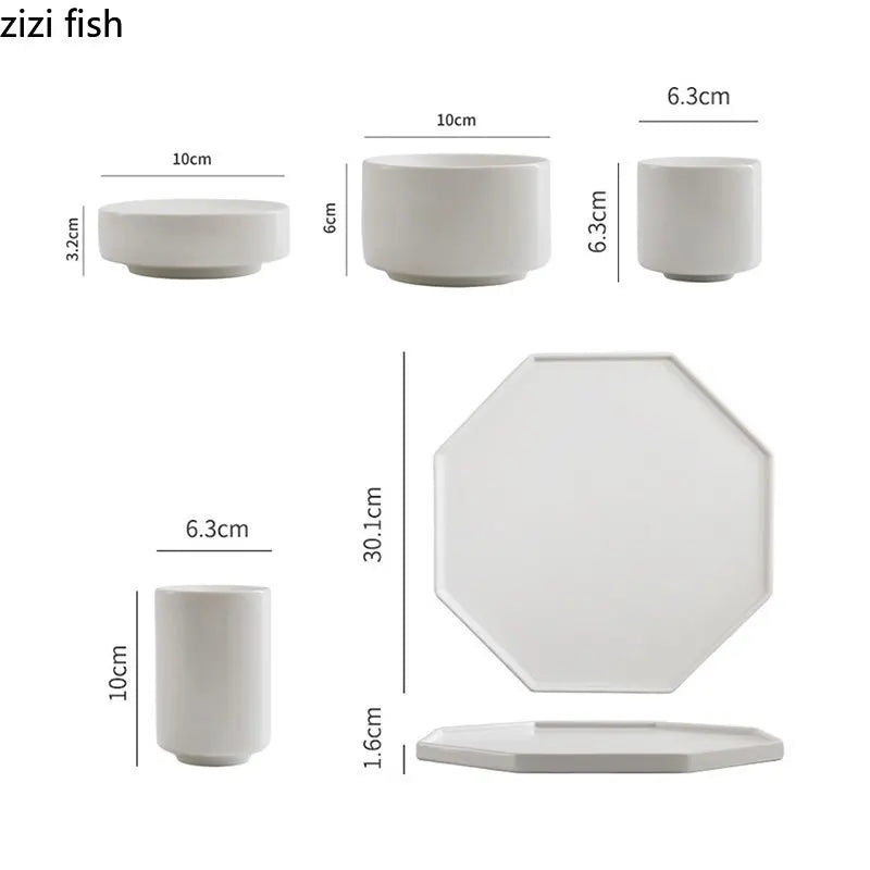 Ceramic Dinner Plate Creative Cylindrical Dessert Plate Snack Plate