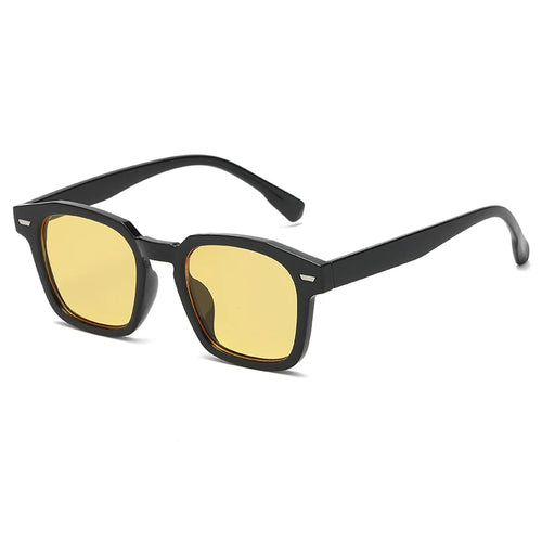 Popular Women's Sunglasses Trend Vintage Square Frame Black Yellow Sun