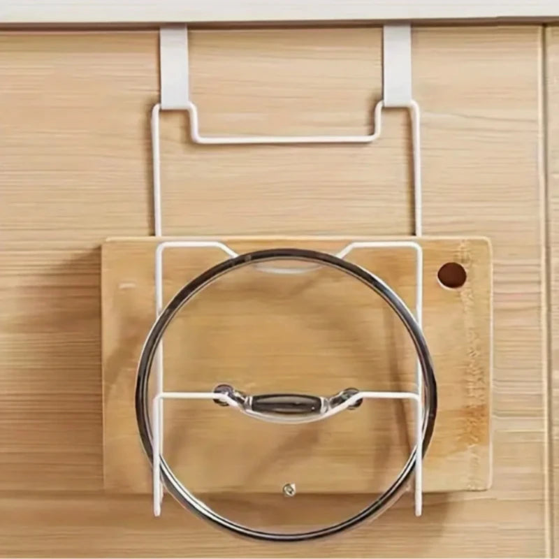 Hanging Pot Lid Rack for Cupboard Door Cutting Board Storage Shelf