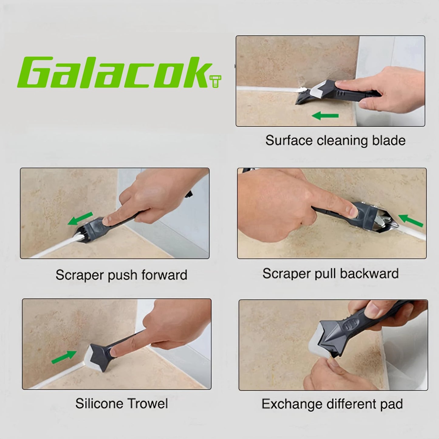 Silicone Caulking Tool 5 in 1 Multi-function Scraper Tool Grout and