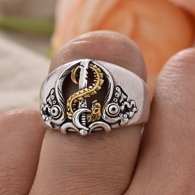 Vintage LOL Bill Givott Game Design Thai Silver Men`s Ring Hand