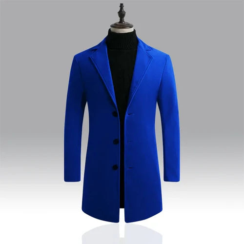 2024 Spring Autumn New Long Cotton Coat New Wool Blend Pure Color
