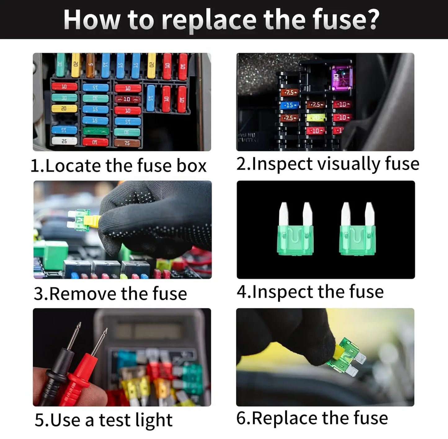 100pcs Car Blade Fuses Assortment Kit, Automotive Replacement Fuses -