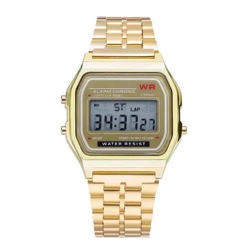 F91W Steel Strap Watches Women Watch Men Business Clock Multifunction