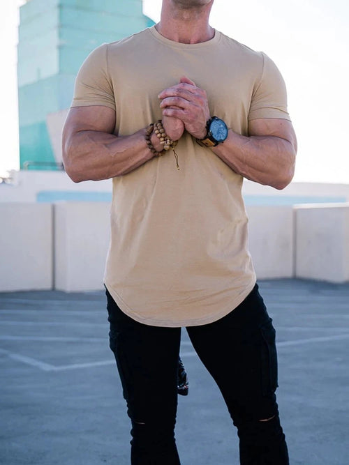 Muscle Fitness T-shirt Summer Men's Athleisure Workout short sleeve