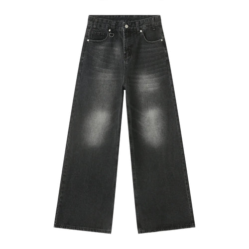 Retro Men's Denim Pants Y2K High Street Wide Leg Loose Denim Pants
