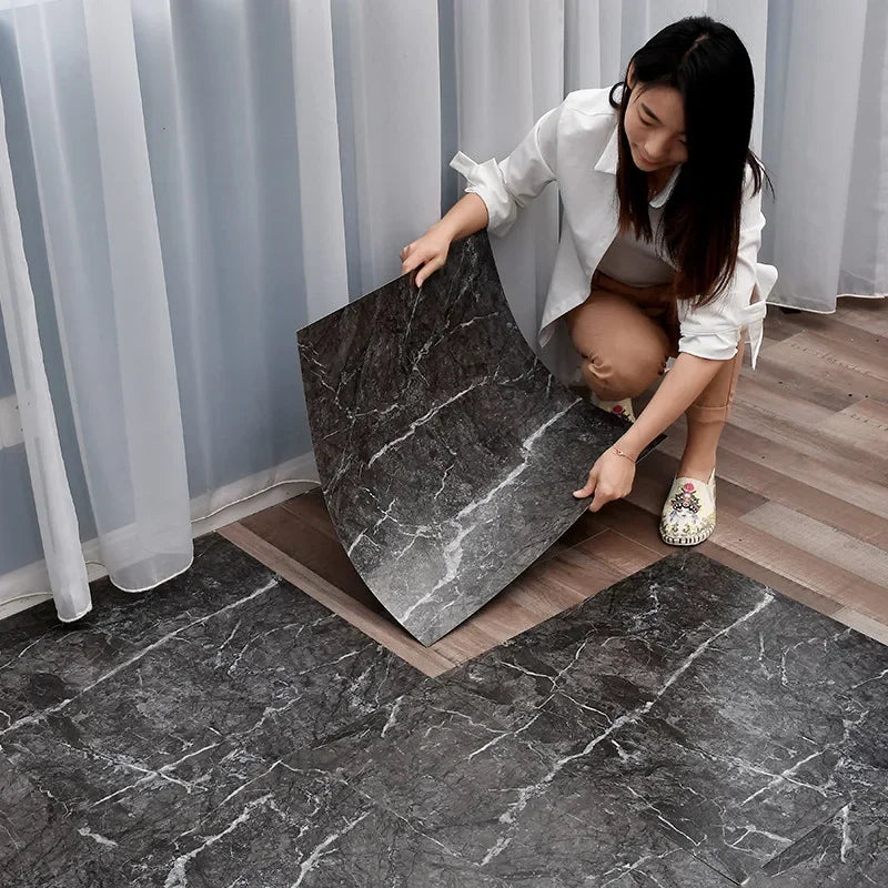 12pcs Imitation Marble Wall Stickers Self-adhesive Floor Stickers