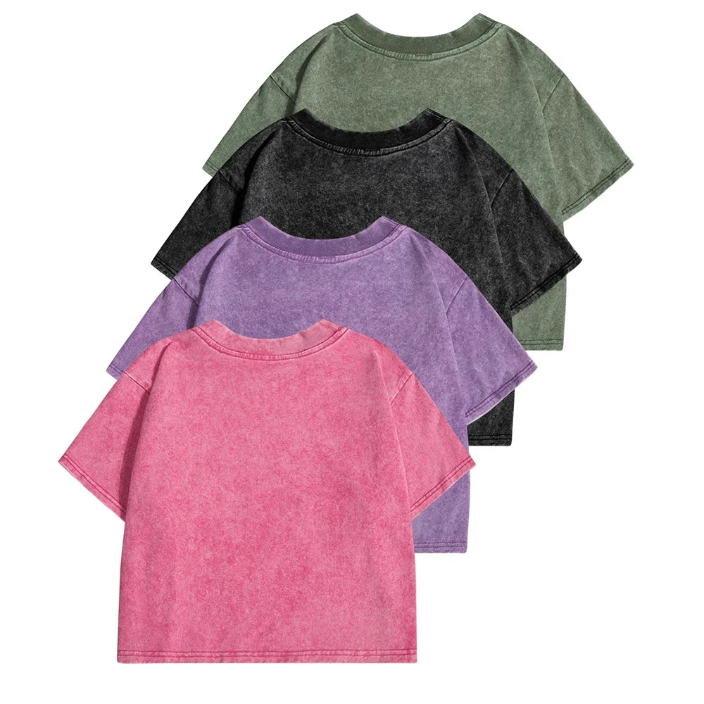 Solid Color Slim Washed T-Shirt Women Fashion Soft Cotton Tee ShirtS