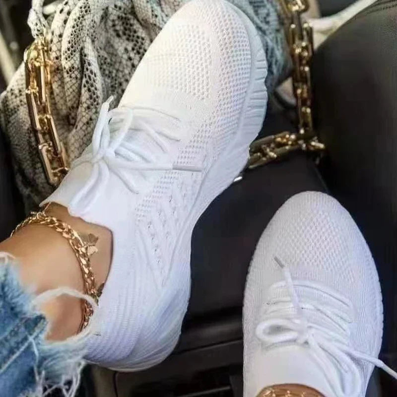 Women's Sneakers Breathable Casual Women Socks Shoes Lace Up Ladies