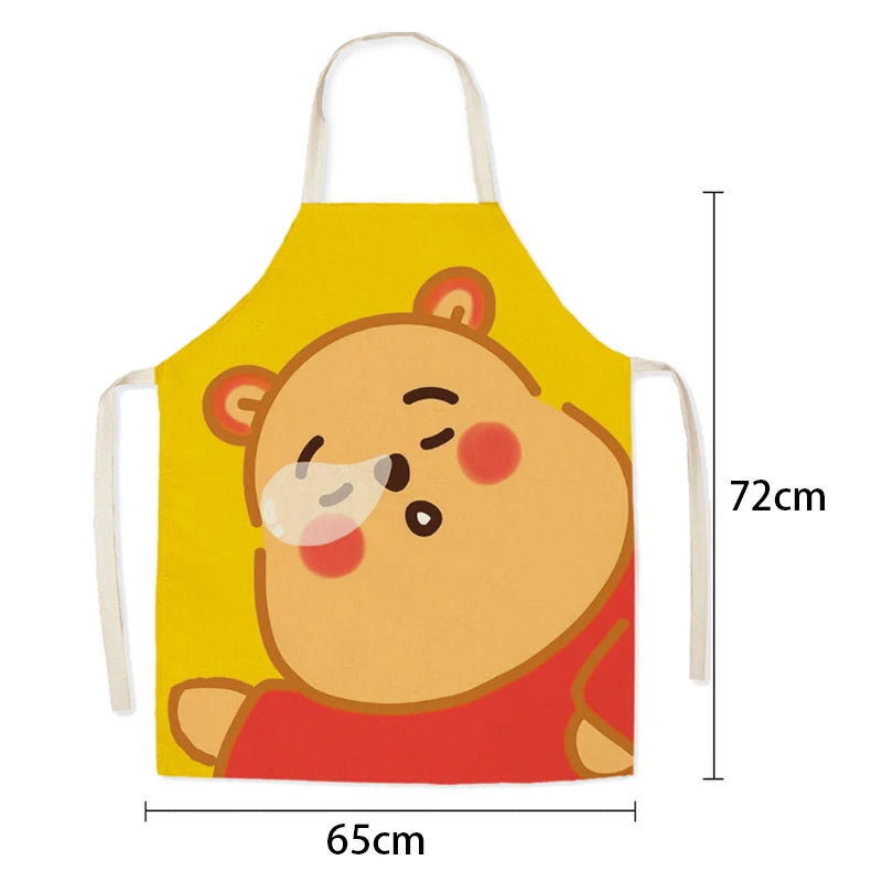 Disney Winnie the Pooh Apron Linen Cartoon Printing Apron Man Woman