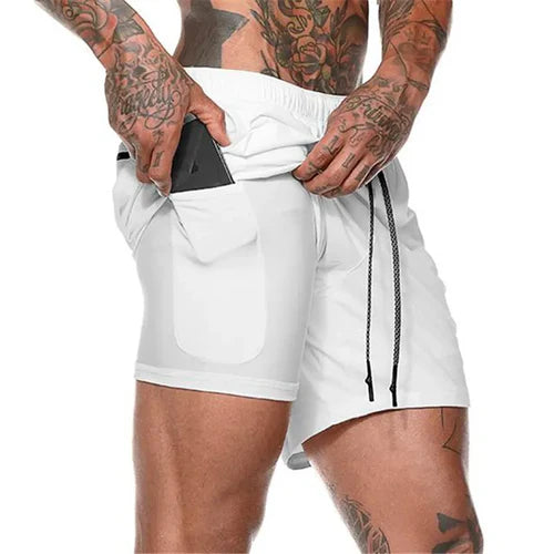 2022 Sport Shorts Men Sportswear Double-deck Running Shorts 2 In 1