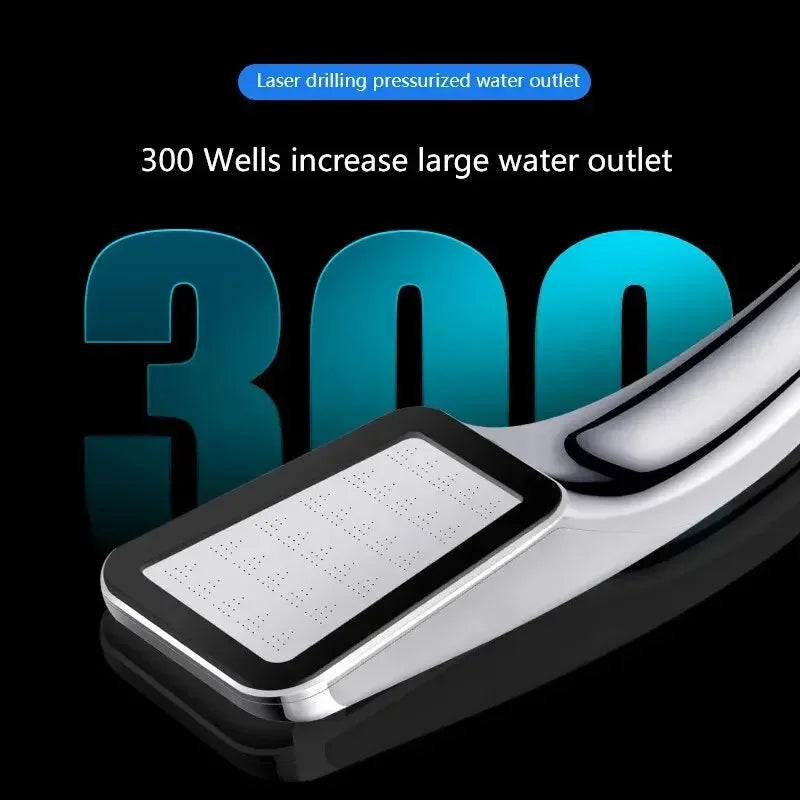 300-Hole Square Hand-Held Pressurized Shower Head Shower Nozzle Bath