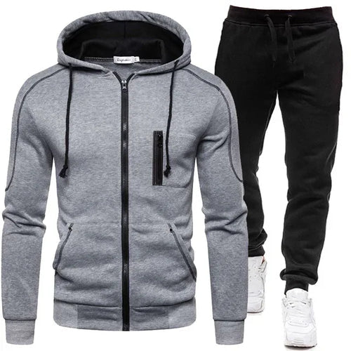 2024 Men Sets Wear Men's Fashion Autumn Winter Double Zipper Jacket/
