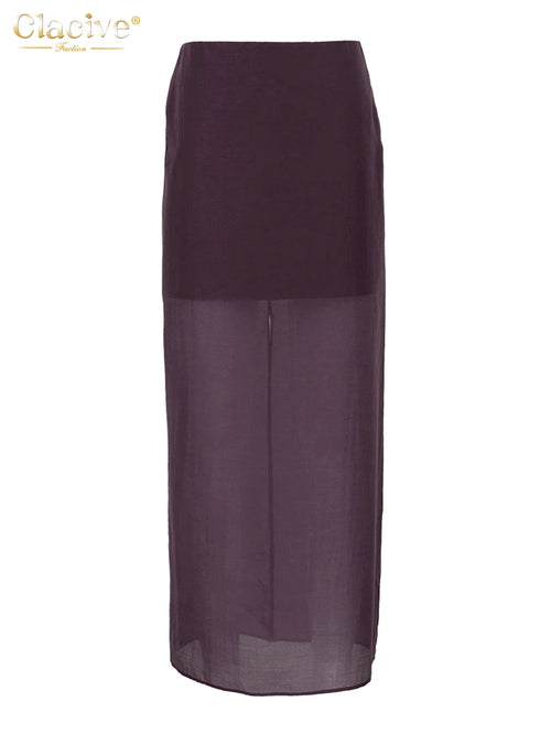 Clacive Fashion Loose Balck Women Skirt Casual High Waist Ankle Length