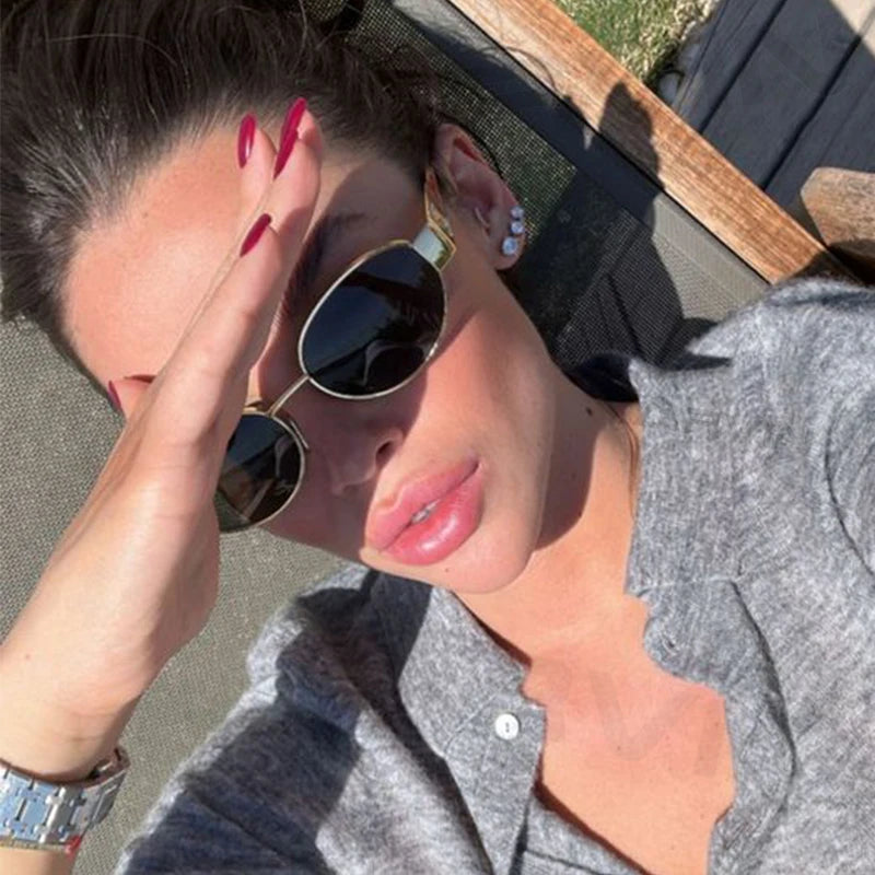 Fashion Oval Sunglasses Women Retro Trend Outdoor Metal Sun Glasses
