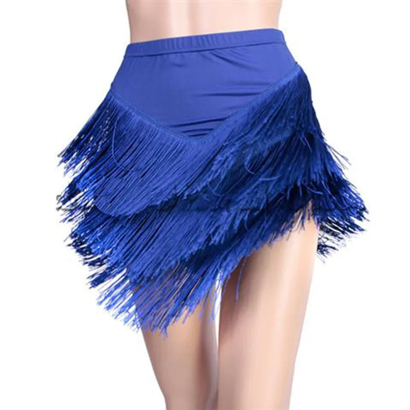 Irregular short fringe skirt black latin dress women latin dance