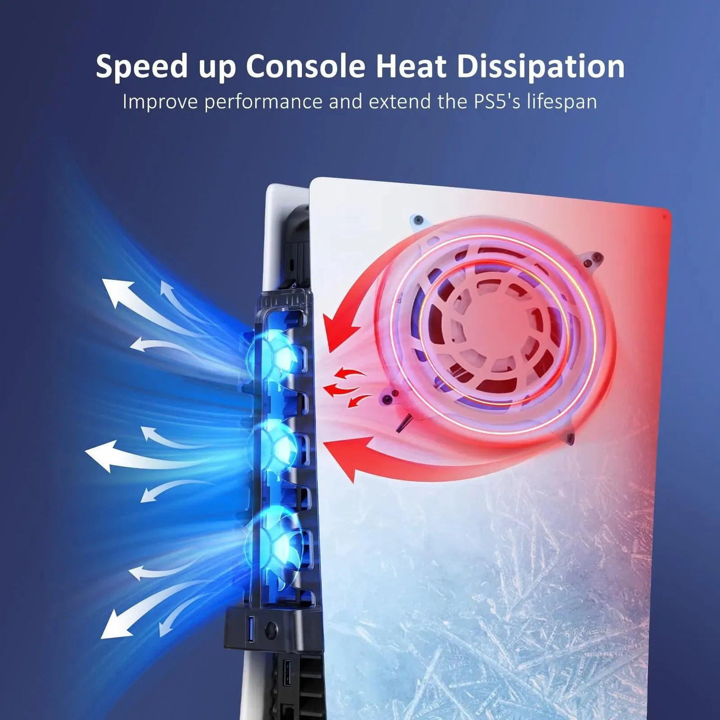 For PS5 Accessories Cooling Fan with LED Light for Playstation 5 Both