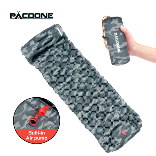 PACOONE Outdoor Camping Sleeping Pad Inflatable Mattress with Pillows