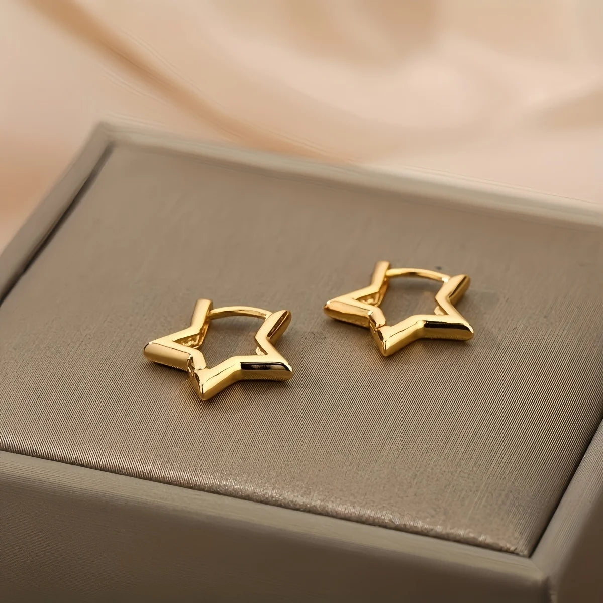 Geometric Star Earrings For Women Stainless Steel Star Hoop Earring