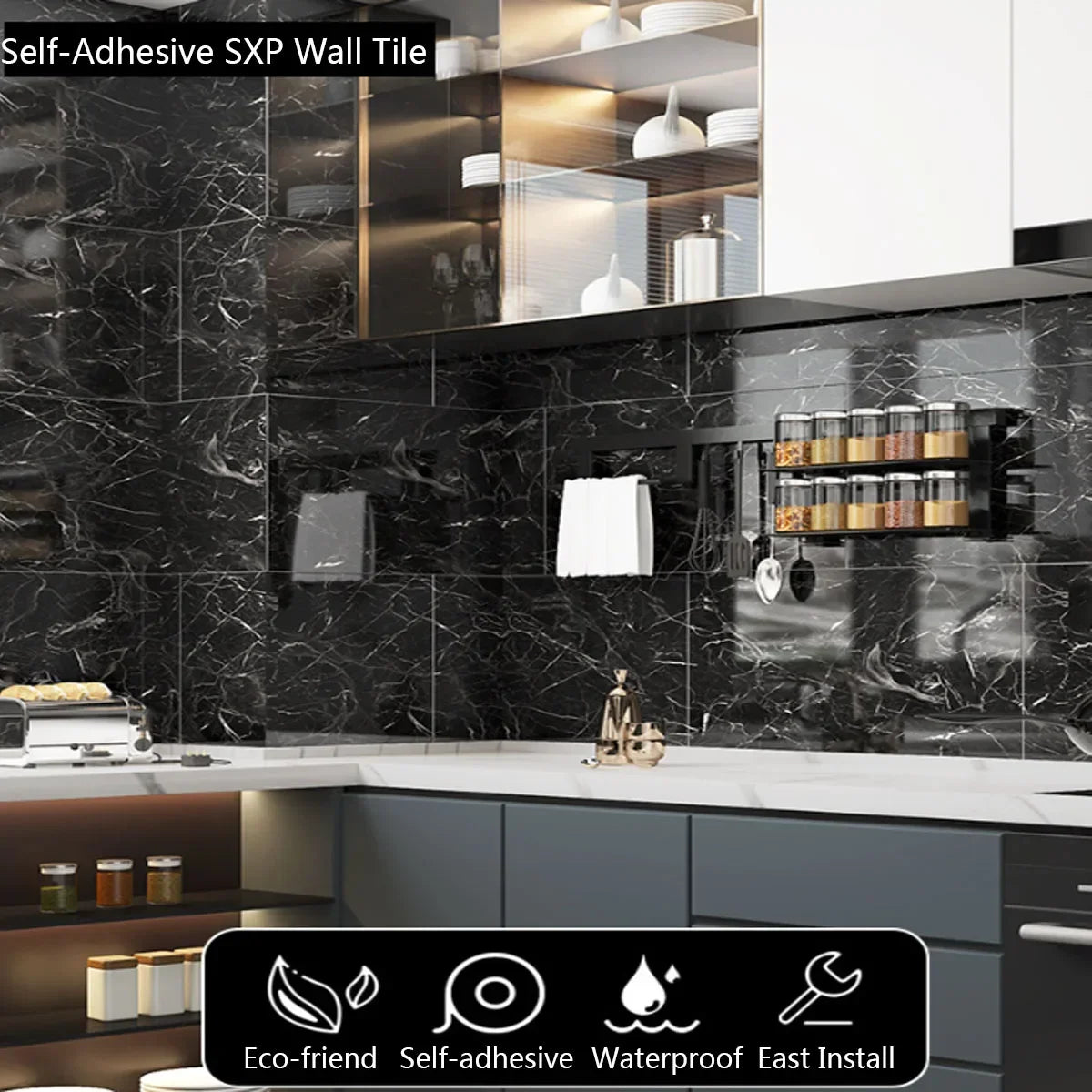 12pcs Imitation Marble Wall Stickers Self-adhesive Floor Stickers