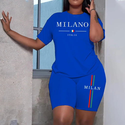Womens Tracksuit Summer Casual Sport T-Shirts Suit Soft Comfortable