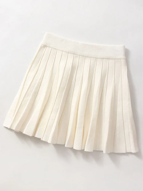 Knit Black Mini Pleated Skirts For Women A Line Winter Short Skirt