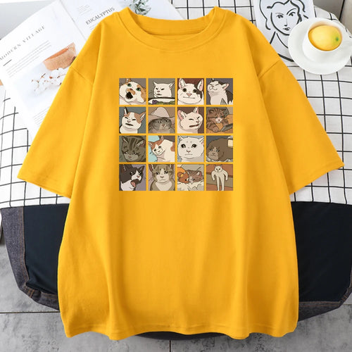 Meme Cats Puzzle Creativity Printed Men T-Shirts Beach Breathable