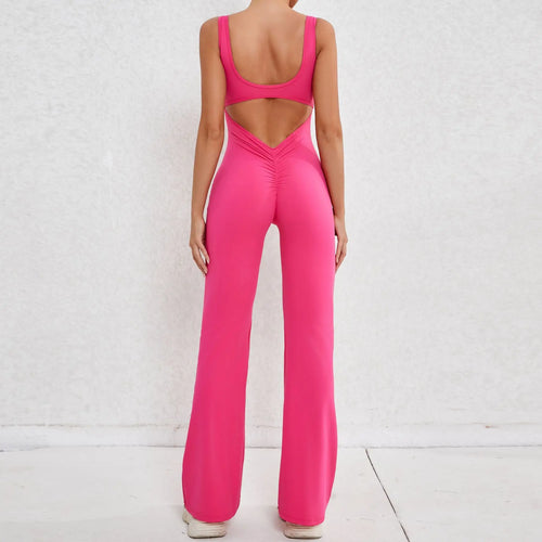 2025 S-XL Pad Women Gym Yoga Set Sports Rompers Deep V Back Fitness