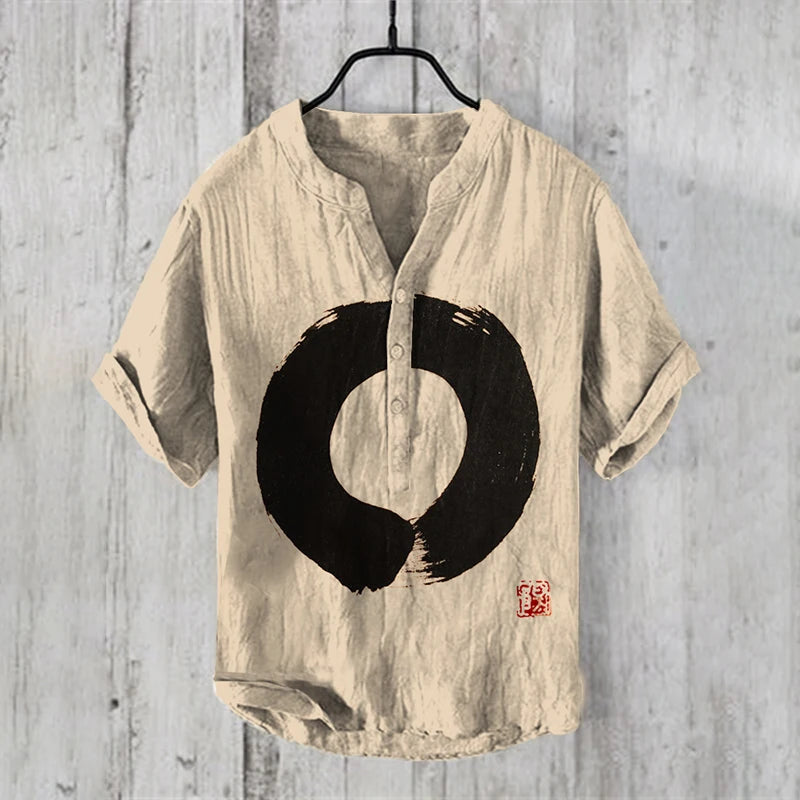 Henry Shirt-2024 men's new short sleeved casual T-shirt, printed in