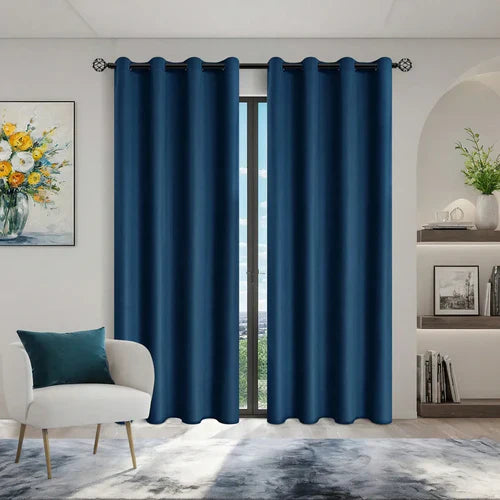1pc Solid Blackout Curtains with Grommets, Total Privacy Drapes for