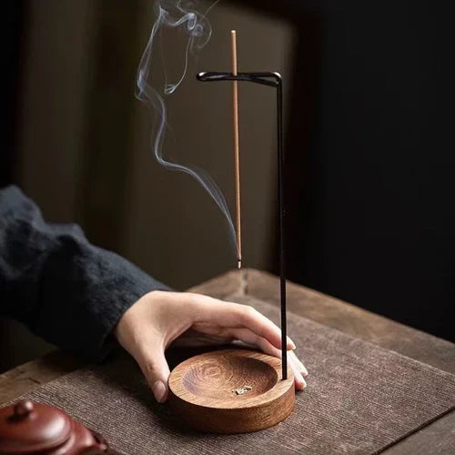 Creative Upside Down Incense Burner Incense Stick Holder Wooden Round