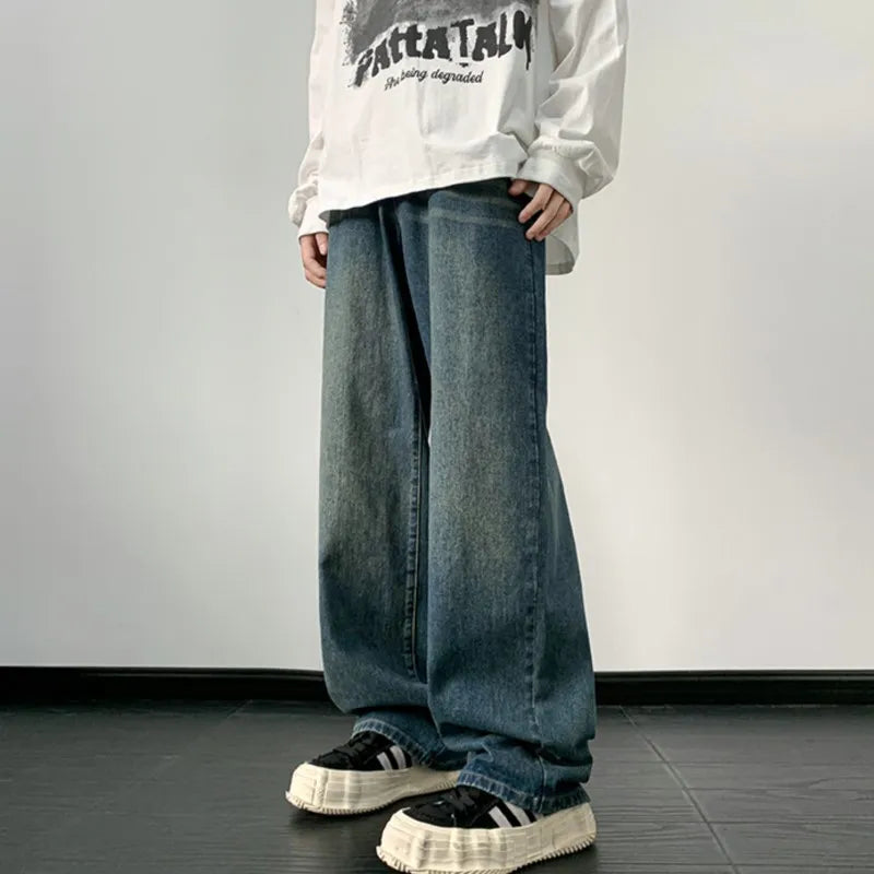 Jeans men Wide Leg Jeans Male Loose Straight Denim Pants 2024 Autumn