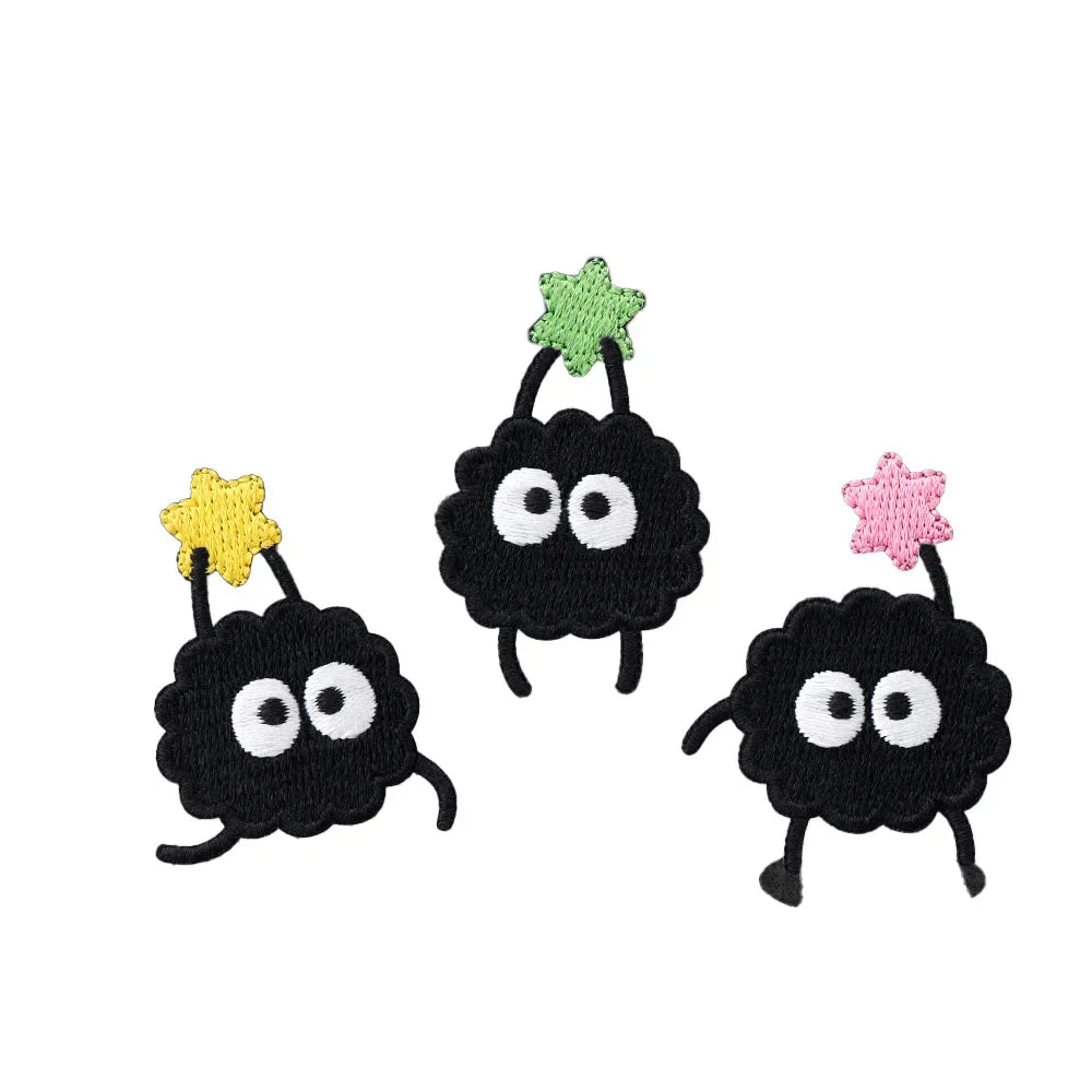 1 Piece Stick On Black Cartoon Cute Pixie Embroidery Decoration Fabric