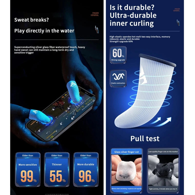 1 Pair Gamer Finger Sleeves Sweatproof Gamer Finger Covers Touch