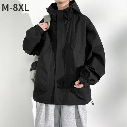 New Camping Jacket Men Windbreak Coat Plus Size 8XL Fashion Casual