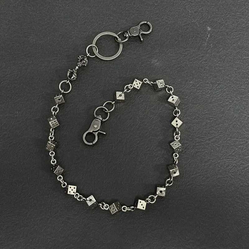 Vintage Punk Dice Pants Waist Chain Men Cool Jeans Chain Keychain