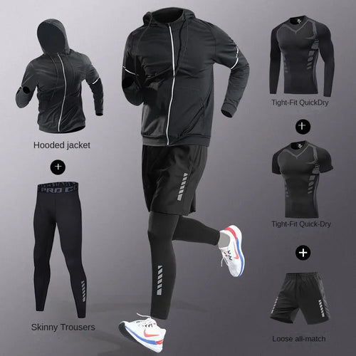 Men's Ice Fiber Quick-Dry Running & Fitness Full Set/Suit Tracksuit