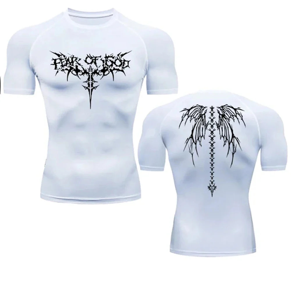 2024 Summer Men Sun-protective Clothing Anime T-shirt Fitness