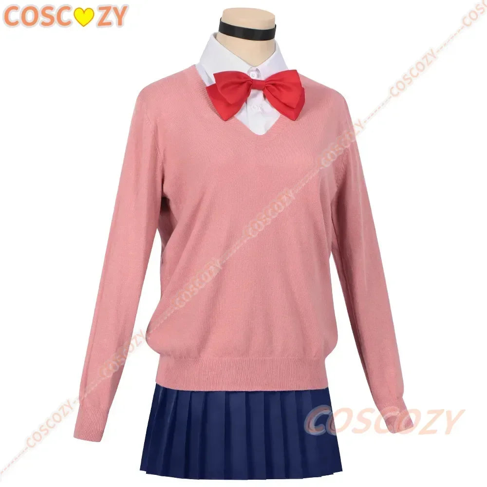 Momo Ayase Cosplay Costume Wig Anime Dandadan Sweater Skirt School