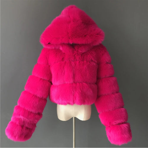 High Quality Furry Cropped Faux Fur Coats and Jackets Women Fluffy Top