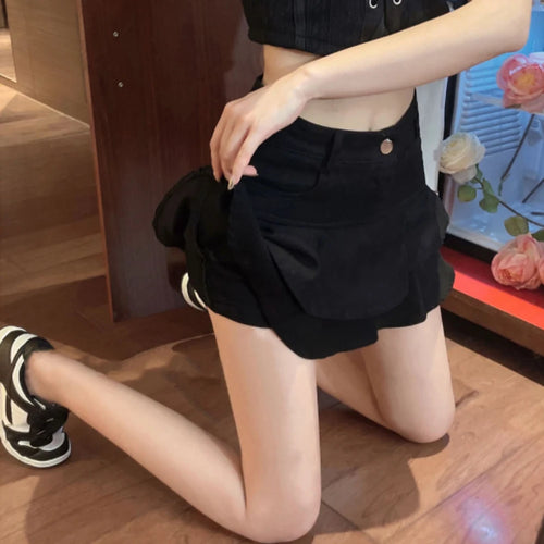 Vintage Denim Skirt Shorts Women Summer Korean Fashion High Waist
