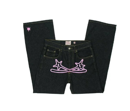 Y2k Men Retro Harajuku Clothing 2023 New Baggy Casual Wide Leg Jeans
