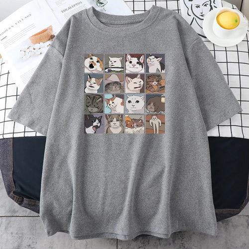 Meme Cats Puzzle Creativity Printed Men T-Shirts Beach Breathable