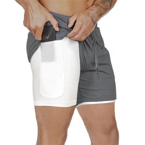 2022 Sport Shorts Men Sportswear Double-deck Running Shorts 2 In 1