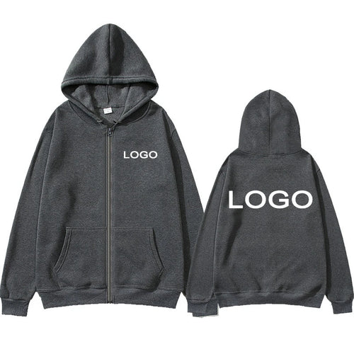Customized Printed Men Women Zipper Up Hoodie Loose Casual Clothing