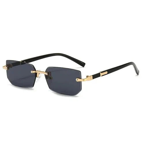 Vintage Rectangle Oval Sunglasses Women Men Metal Frame Clear Lens